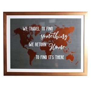 Image of Travel typography Black & copper Canvas art (H)630mm (W)830mm
