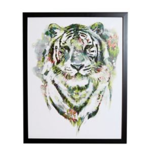 Image of Floral tiger Green Framed print (H)500mm (W)400mm