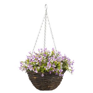 Image of Smart Garden Purple Pansy artificial Hanging basket 25cm