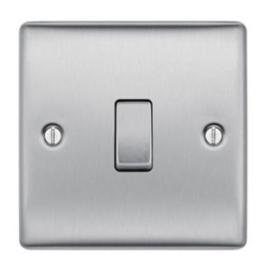Image of British General 10A 2 way Brushed stainless steel effect Single Light Switch