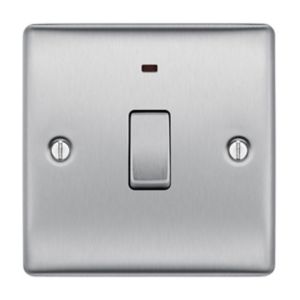 Image of British General 20A Brushed stainless steel effect Single Switch