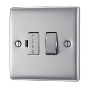 Image of British General 13A Brushed Steel effect Switched Fused connection unit