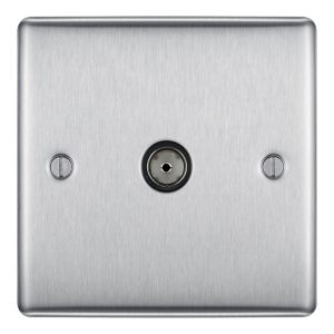 Image of Nexus Stainless steel effect Single Coaxial socket