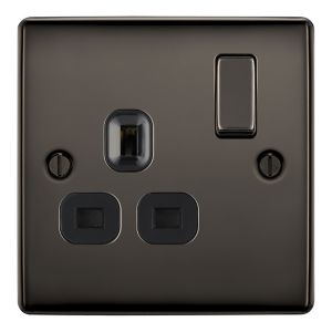 Image of British General 13A Black Nickel effect Single Switched Socket