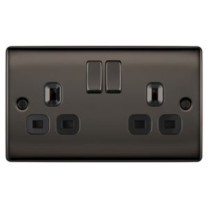 Image of British General 13A Black Nickel effect Double Switched Socket