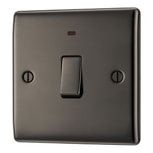 Image of British General 20A Polished black nickel effect Single Light Switch
