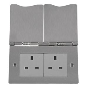 Image of British General 13A Stainless steel effect Unswitched floor socket