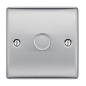 Image of British General 2 way Single Steel effect Dimmer switch