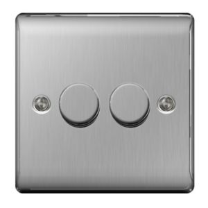 Image of British General 2 way Double Steel effect Dimmer switch