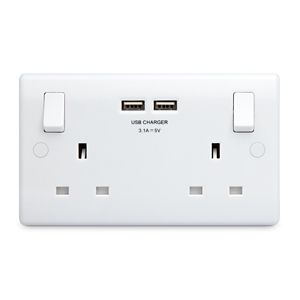Image of British General White Double USB socket 2 x 3.1A USB