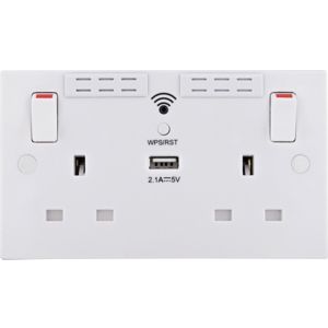 Image of British General Double socket Wi-Fi range extender & 1 x USB 922UWR