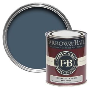 Image of Farrow & Ball Stiffkey blue No.281 Gloss Metal & wood paint 0.75L