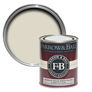 Image of Farrow & Ball School house white No.291 Gloss Metal & wood paint 0.75L