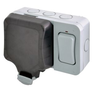 Image of Diall 13A Grey Double External Switched Socket