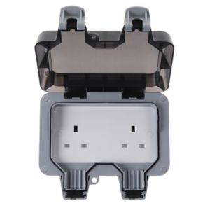 Image of Diall 13A Grey Double External Unswitched Socket