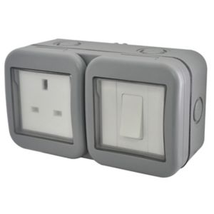 Image of Diall 13A Grey Double External Switched Socket & 2 way single switch