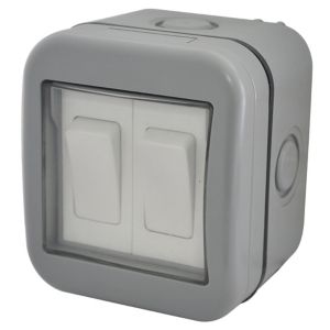 Image of Diall 10A 2 way Grey Double outdoor Switch
