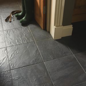 Image of Cirque Black Matt Stone effect Ceramic Floor tile Pack of 9 (L)333mm (W)333mm