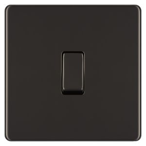 Image of Colours 10A 2 way Polished black nickel effect Single Light Switch