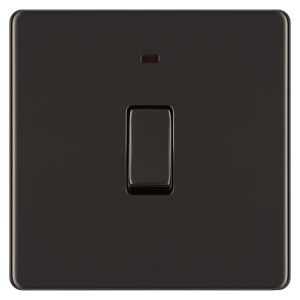 Image of Colours 20A 1 way Black Nickel effect Single Switch
