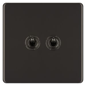 Image of Colours 10A 2 way Polished black nickel effect Double Toggle Switch