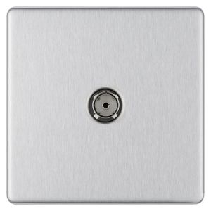 Image of Colours Flat Brushed Stainless steel effect Single Coaxial socket