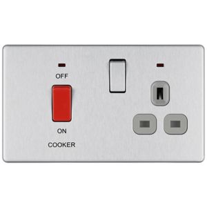 Image of Colours 45A Brushed Cooker Switch