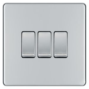 Image of Colours 10A 2 way Polished chrome effect Triple Light Switch