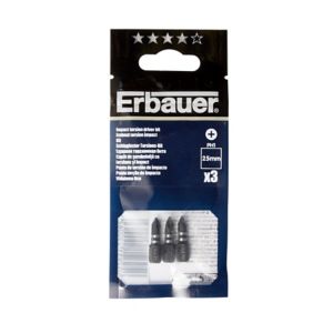 Image of Erbauer PH1 Impact Screwdriver bits 25mm Pack of 3