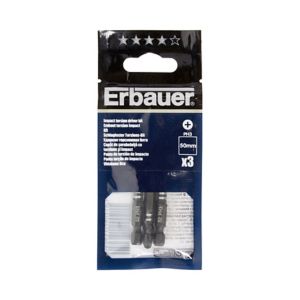 Image of Erbauer PH3 Impact Screwdriver bits 50mm Pack of 3