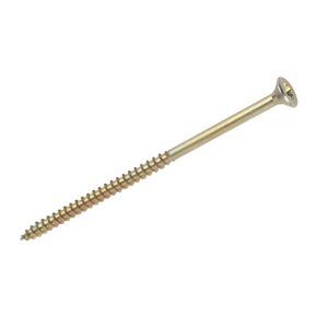 Image of Goldscrew Yellow zinc-plated Carbon steel Wood Screw (Dia)5mm (L)100mm Pack of 100