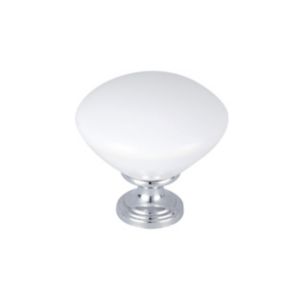Image of White Chrome effect Ceramic Round Furniture Knob (Dia)45mm
