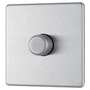 Image of Colours 2 way Single Stainless steel effect Dimmer switch