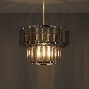 Image of Colours Bayano Smokey Crystal effect Faceted Light shade (D)220mm