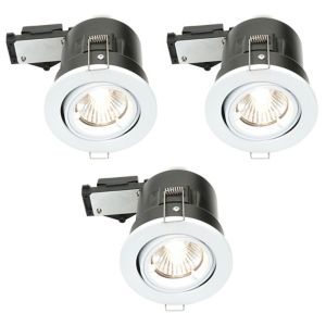 Image of Diall IP23 Pack of 3 Gloss White Adjustable LED Fire-rated Downlight 3.5W