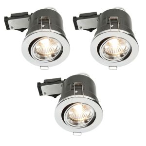 Image of Diall Chrome effect Adjustable LED Downlight 3.5W IP23 Pack of 3