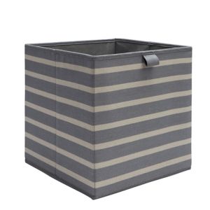 Image of Mixxit Striped Anthracite Cardboard & polyester (PES) Storage basket (H)310mm (W)310mm