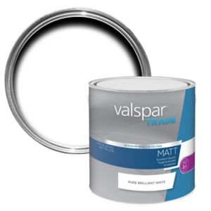 Image of Valspar Trade Pure brilliant white Matt Emulsion paint 2.5L