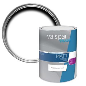 Image of Valspar Trade Pure brilliant white Matt Emulsion paint 5L