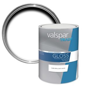 Image of Valspar Trade Pure brilliant white Gloss Metal & wood paint 5L