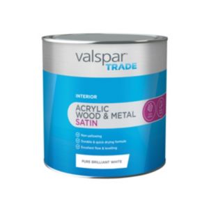 Image of Valspar Trade Pure brilliant white Satin Metal & wood paint 2.5L