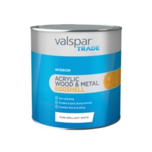 Image of Valspar Trade Pure brilliant white Eggshell Metal & wood paint 2.5L