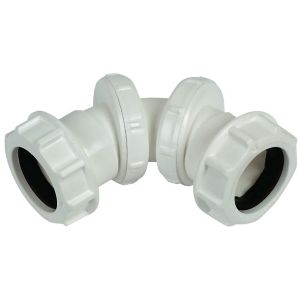 Image of FloPlast Universal White Compression 90° Adjustable Waste pipe Bend (Dia)32mm