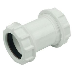 Image of FloPlast Universal White Compression Straight Waste pipe Coupler (Dia)40mm