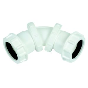 Image of FloPlast Universal White Compression 90° Adjustable Waste pipe Bend (Dia)40mm