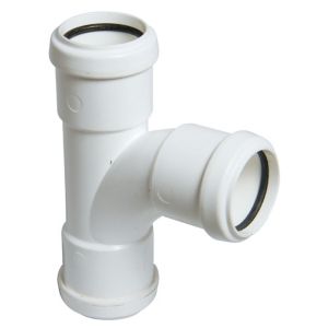 Image of FloPlast White Push-fit 92.5° Waste pipe Swept tee (Dia)32mm