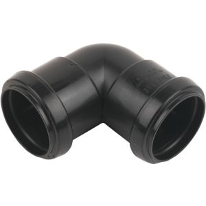 Image of FloPlast Black Push-fit 90° Waste pipe Bend (Dia)40mm