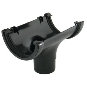 Image of FloPlast Grey Cast iron effect Half round Running Gutter outlet (L)138mm (Dia)112mm