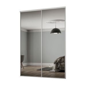 Image of Classic Mirrored White 2 door Sliding Wardrobe Door kit (H)2260mm (W)1489mm