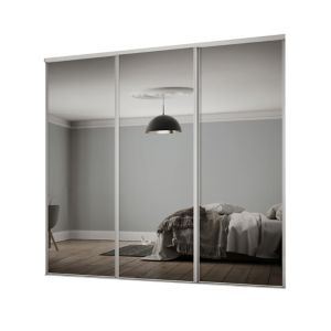 Image of Classic Mirrored White 3 door Sliding Wardrobe Door kit (H)2260mm (W)2672mm